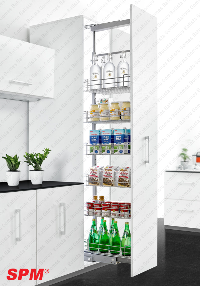 Despenseiro multiusos com 4 e 6 cestos - Porta frontal - Extra��o total com Soft-close - M�d. 400 e 500